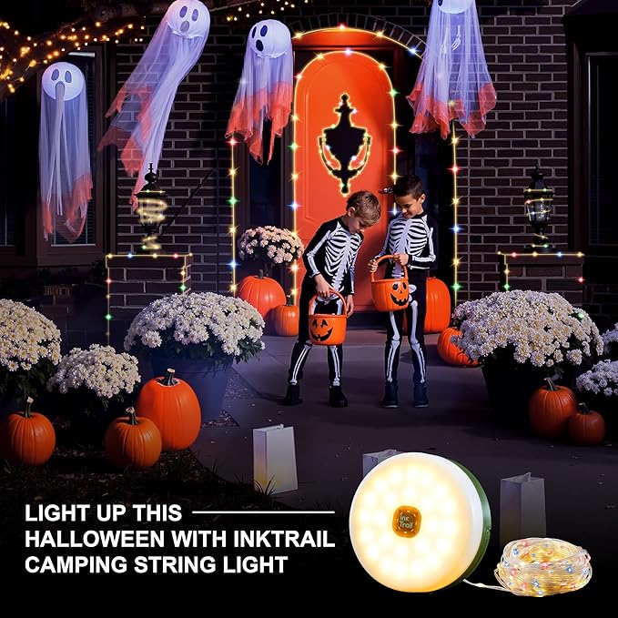Solar Camping String Lights, Retractable Waterproof 33FT LED Camp Light with 13 Light Modes, Rechargeable 3000mAh Battery Powered Fairy Lights with Remote for Outdoor, Tent, RV, Patio, Awning, Party