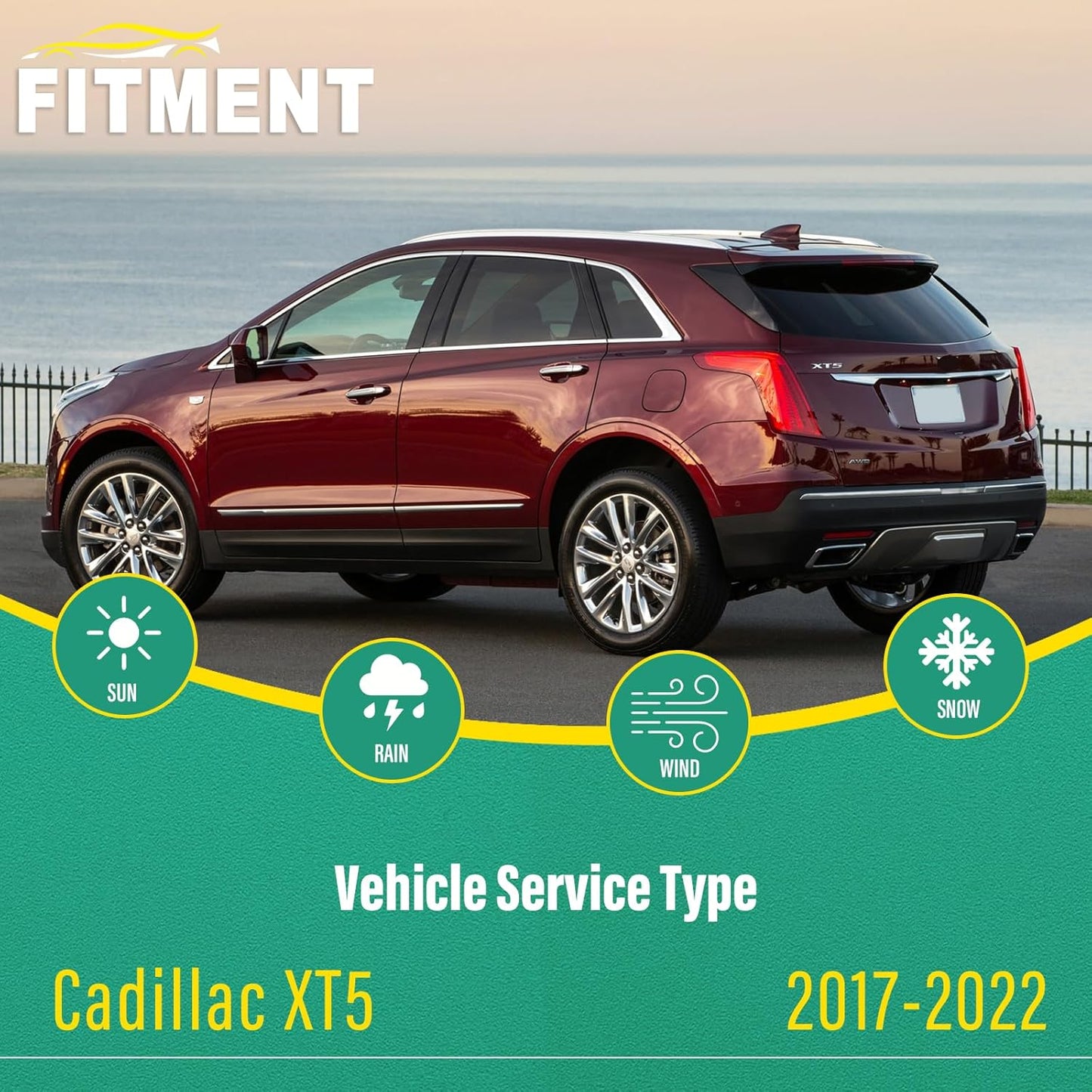 24" 20" 11" Windshield Wiper Blades Replacement for Cadillac XT5 2017 2018 2019 2020 2021 2022 Premium All Weather Front Rear Wipers Set - OEM Quality (Pack of 3)