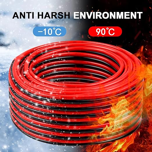 6 Gauge Wire 20 Feet, 6/2 AWG Pure Copper Wire, 6AWG 2 Conductors Red Black Oxygen Free Stranded Low Voltage Wire for Solar Panel, Automotive, Audio Auto, LED Lighting(6 AWG 20FT)