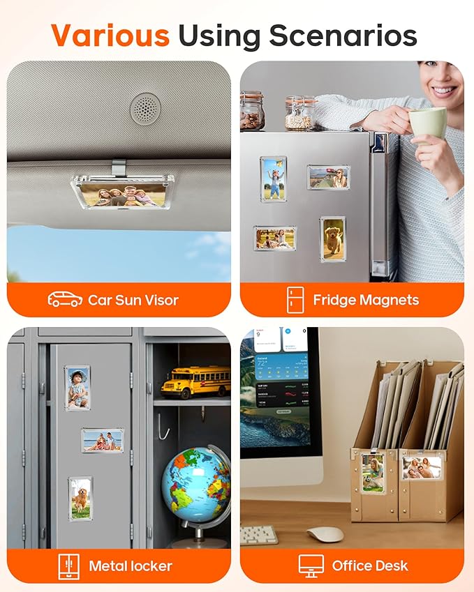 2Pcs Car Picture Holder for Visor Magnetic Picture Frame for 3 Inch Photos, Car Sun Visor Photo Holder with Strong Acrylic Magnet, Personalized Car Accessories with Clips for Easy Display