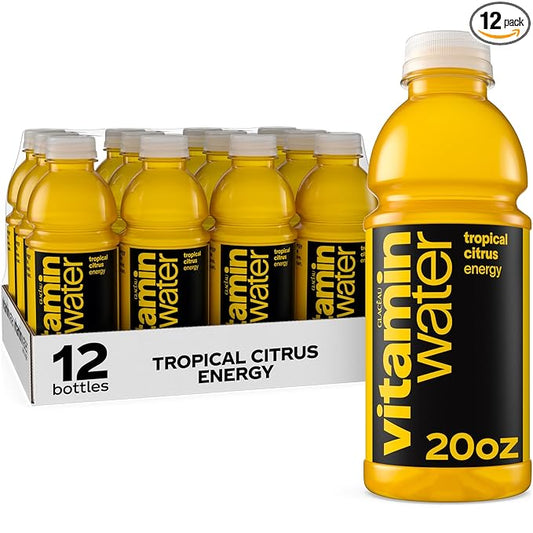vitaminwater Energy Tropical Citrus Nutrient Enhanced Flavored Water Beverage, 20 fl oz Bottles, 12 Pack