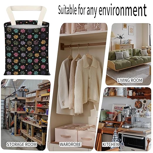 Car Garbage Can, Seat Back Hanging Cute Car Trash Can Bag, Car Organizer and Storage Bag for Travelling, Outdoor Cute Colorful Doodle Paw