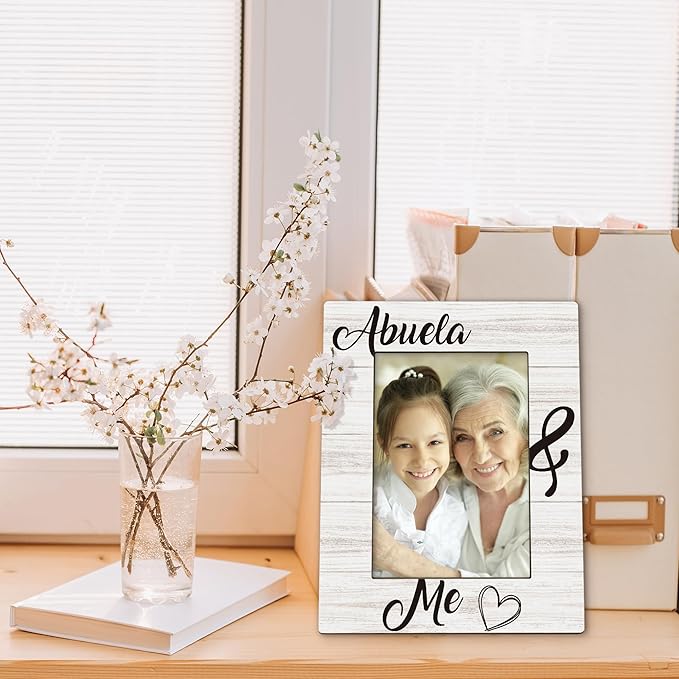 Abuela Gifts Picture Frame 5x7, Grandma Photo Frame, Christmas Mothers Day Birthday Gifts for Abuelas from Grandkids, Regalos Para Abuela Wooden Picture Photo Frames for Desk Home Room Decor