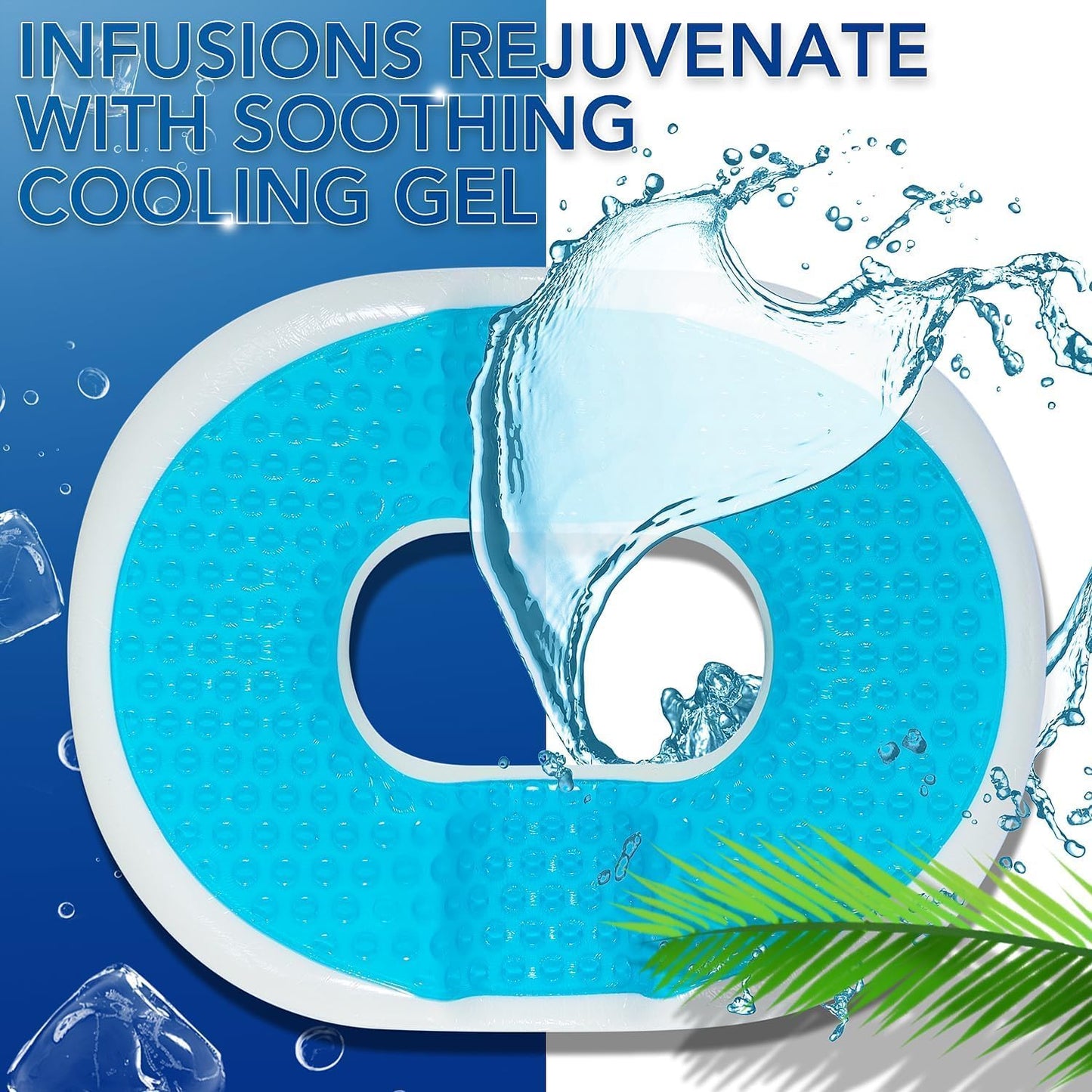 Donut Pillow for Office Chair Car Seat Cushion Cooling Gel Memory Foam Cushion Size:17.52"*13.39"*2.76"