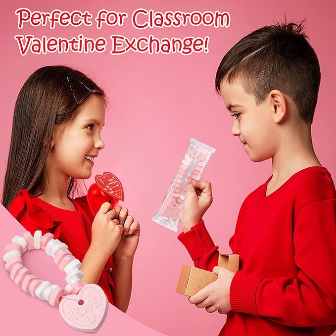 24 Heart Candy Bracelets - 15g Candy Bracelet Individually Wrapped - Heart Shaped Candy - Great for Candy Bags and Party Favors