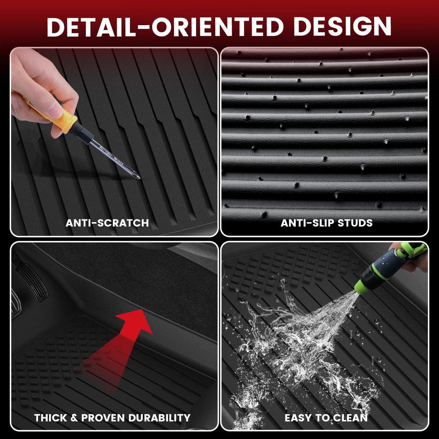 LASFIT Premium Extra Thick Floor Mats for Tesla Model Y Juniper 2025 2026 All Weather TPE Custom Fit Interior Accessories Front Rear Car Liner 1st & 2nd Rows Set, Black