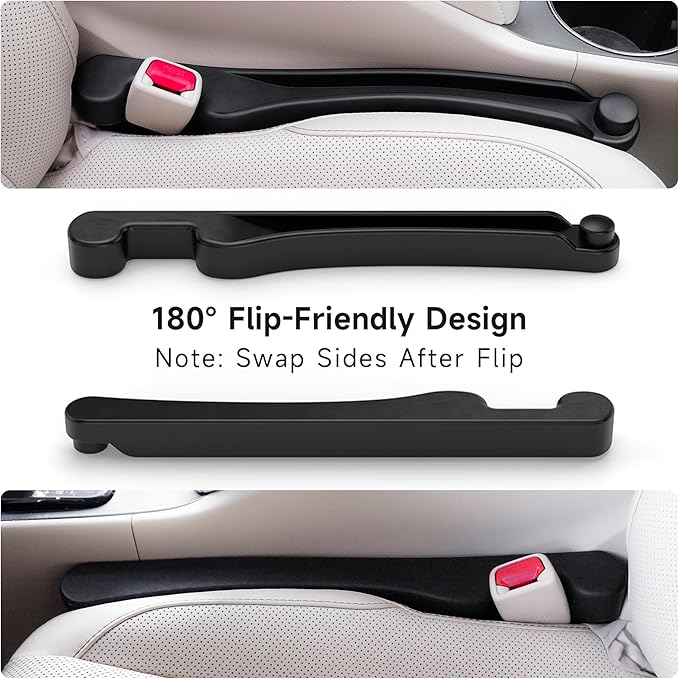 Car Seat Gap Filler Set of 2, 3IN1 Seat Side Gap Filler Plug with Storage Slot & Hook Function, Soft Foam Universal Fit Car SUV Truck Fill Gap Between Seats Console Organizer（Narrow Black）