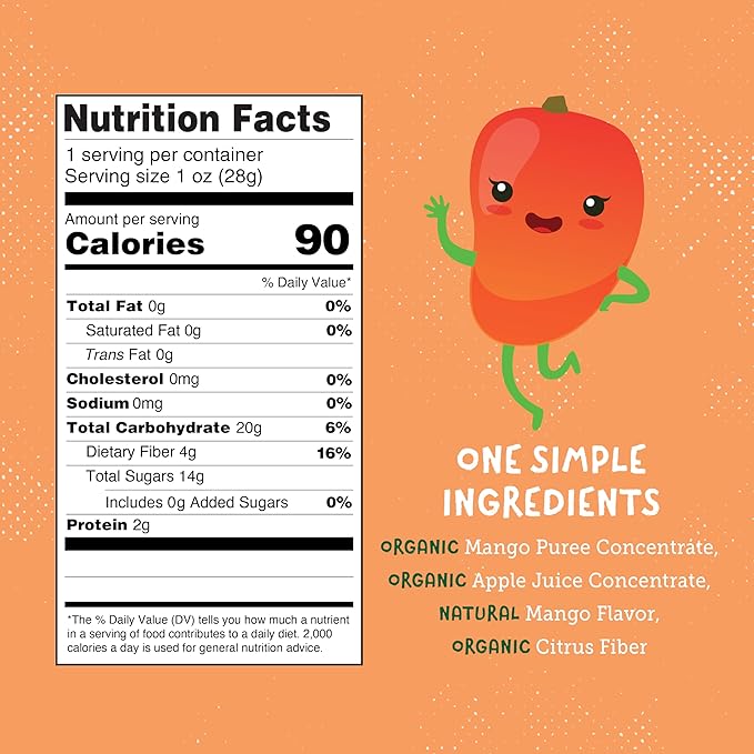 YOU LOVE FRUIT - MANGO All Natural Fruit Snacks, Healthy Snack Pack, Real Fruit! Gluten Free, Non GMO, Vegan, Low Carb, Low Fat, Kosher, Variety Pack, Great For Adding To Gift Box, 1.0 oz (Pack of 12)