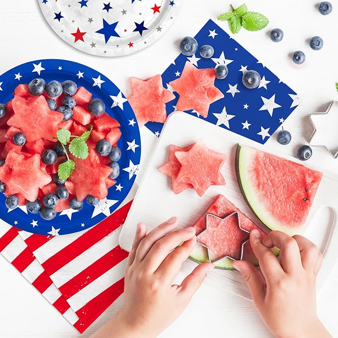 4th of July Party Supplies Set-American Patriotic Theme for Independence & Election Day Decorations, Includes Dinner & Dessert Plates, Napkins- for Patriotic & 4th of July Party Decorations-48 Guests