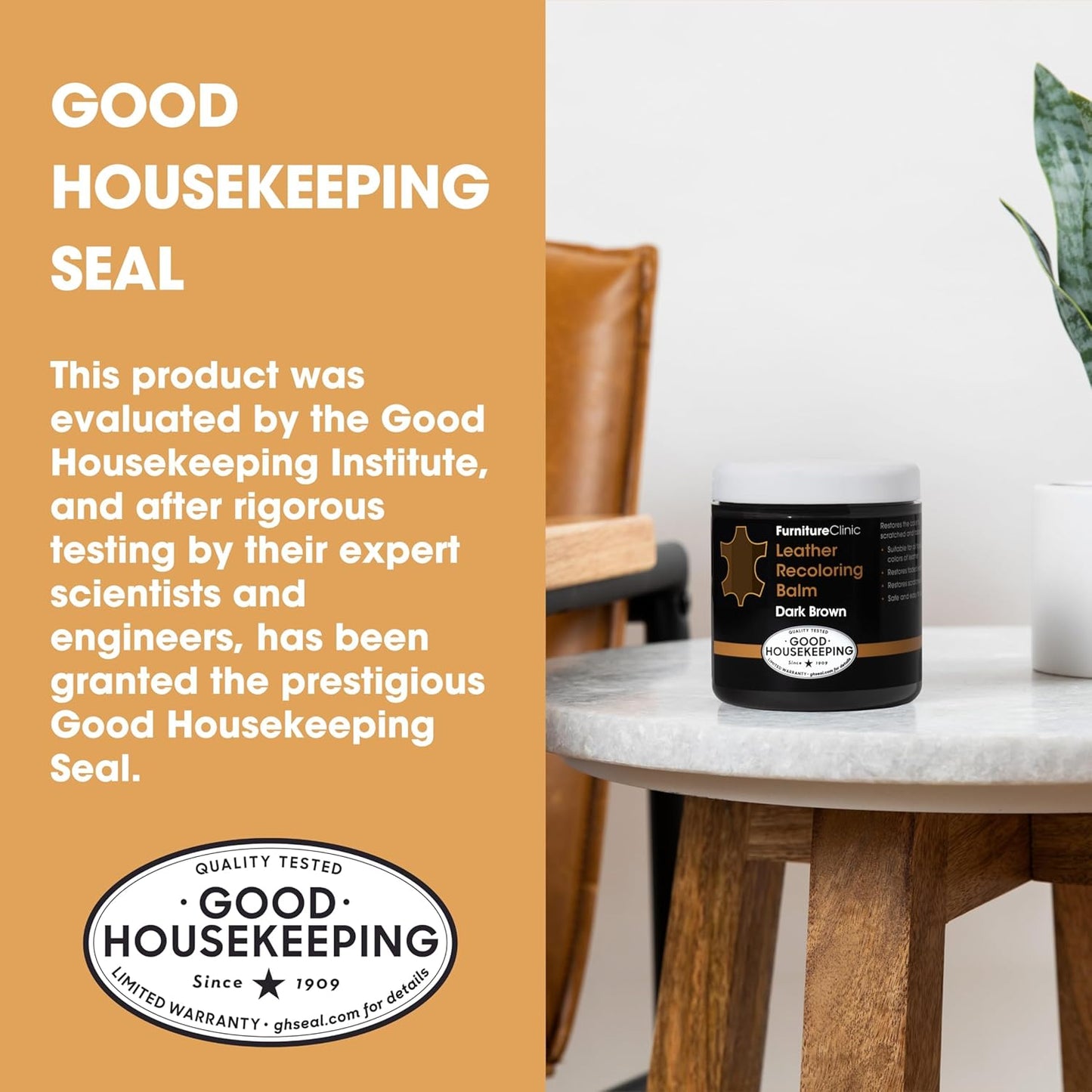 The Original Leather Recoloring Balm by Furniture Clinic - Camel Leather Dye for Furniture, Couches & Car Seats - Restore Scratched, Faded, & Damaged Surfaces