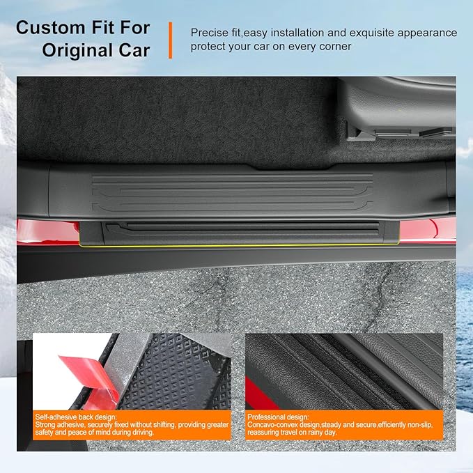 powoq 5 Seats Exterior Door Sill Protector Compatible with 2025 Toyota 4Runner Door Sill Guard Car Threshold Protector Entry Guard Replacement for 2025 Toyota 4Runner Accessories