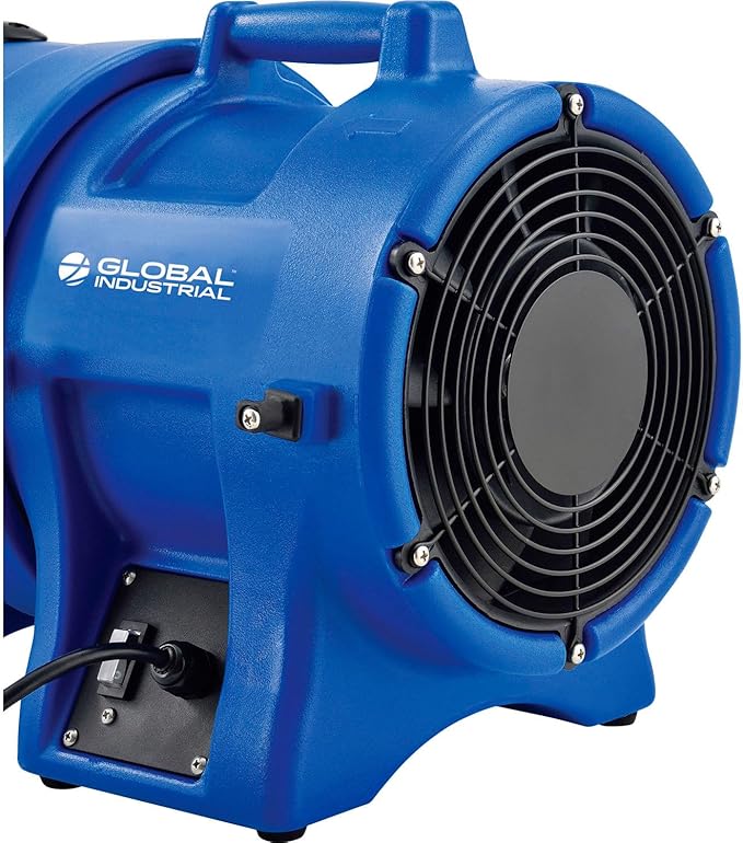 Global Industrial 8" Diameter Portable Confined Space Blower Fan, 25'L Flexible Ducting, Rotomold Plastic, 1000 CFM, 1/3 HP, 1 Speed, For Indoor & Outdoor Use