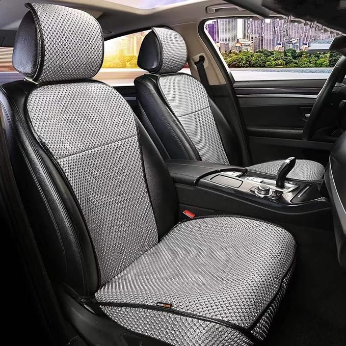 Auto Newer Luxury Breathable Car Seat Cover Fit Four Seasons, Universal Front of Car Seat Cushions, Bottom Seat Covers of Full Wrapped Edge,Universal Fit for 95% Cars,SUV,Pickup,Van(Grey，2PCS)