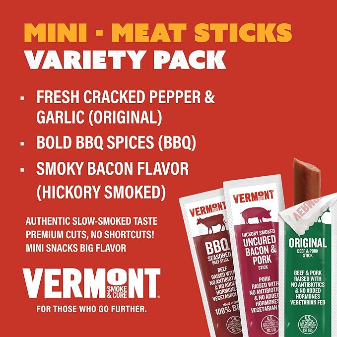 VERMONT SMOKE AND CURE Mini Meat Sticks Variety Pack, 6 OZ