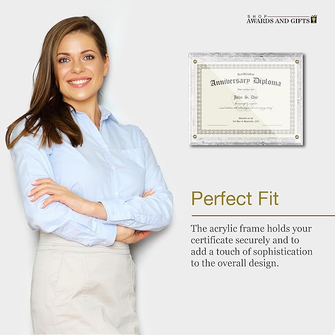 SHOP AWARDS AND GIFTS 8.5 x 11 Certificate Frame Holder, Slide in Wall Plaque Display, 10.5 x 13 Inch Board, White