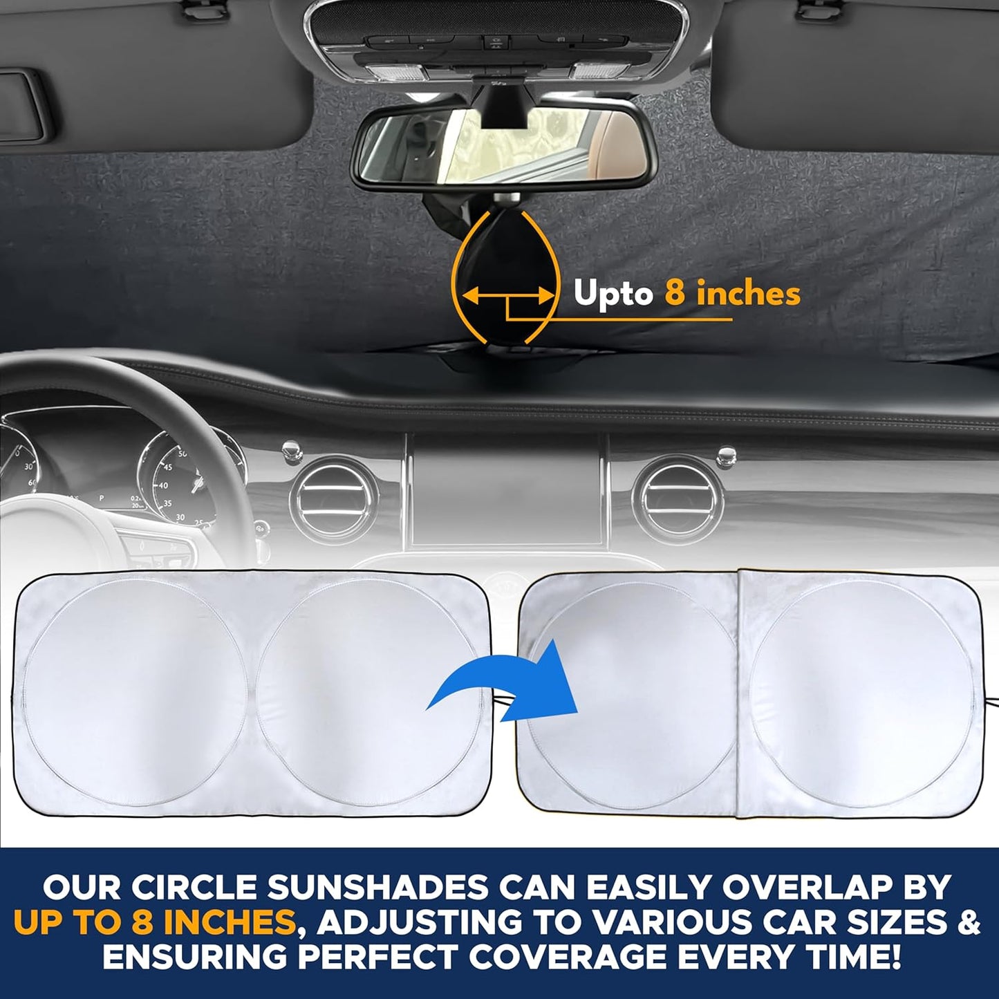 EcoNour Foldable Sunshade for Car Windshield | Dashboard Shield for Your Vehicle | Auto Window Shades for UV Rays and Sun Screen Protection | XXXX-Large (75 inches x 37 inches)