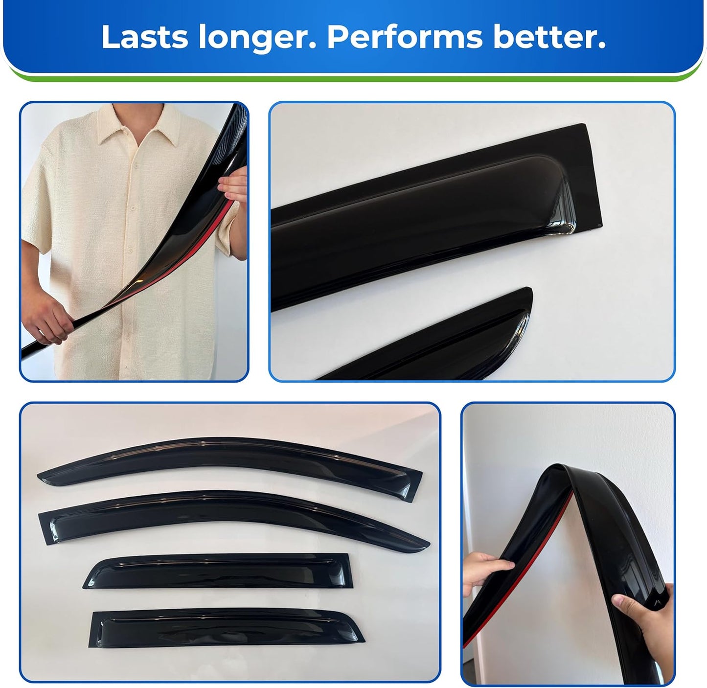 KPY Window Visor Compatible with Toyota Prius 2004-2009, 4PC Rain Guard Side Window Vent Deflectors Tape-On Style, 2004 2005 2006 2007 2008 2009