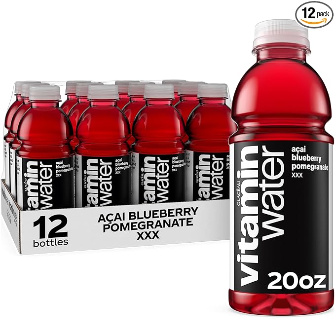 vitaminwater XXX Açai Blueberry Pomegranate Nutrient Enhanced Flavored Water Beverage, 20 fl oz Bottles, 12 Pack
