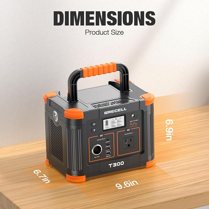 GRECELL Portable Power Station 300W 230.88Wh, Solar Generator with 60W USB-C PD Charging & 110V AC Outlet Backup Battery for Camping Trips Travel & Home Blackouts