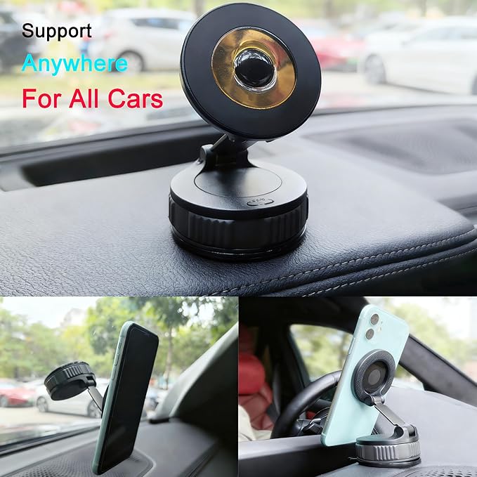 Car Phone Holder Mount with Nano Gel Vacuum Magnetic Suction,Magsafe Car Holder, Phone Mount for Car/Home/Workplace, Compatible for Phones