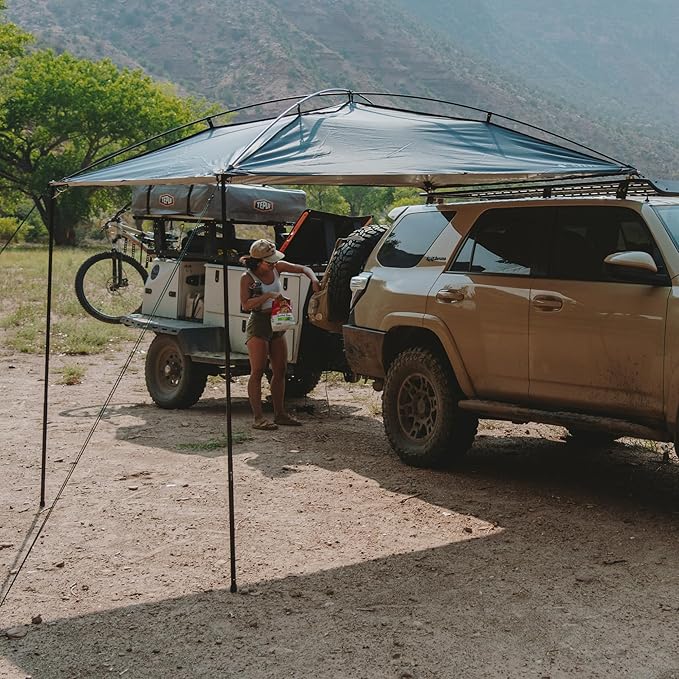 MoonShade Portable Vehicle Awning, Large 9' x 7' Shade Coverage, Lightweight Durable Car Canopy Suitable for Trucks SUVs Vans Campers and More (Shadow Blue)