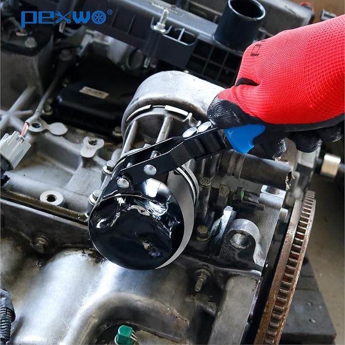 Extra Small Swivel Oil Filter Wrench – Anti-Slip Strap Wrench for Cars & Motorcycles, Fits 2-3/8" to 2-3/4" Oil Filters, Compact Removal Tool for Tight Spaces