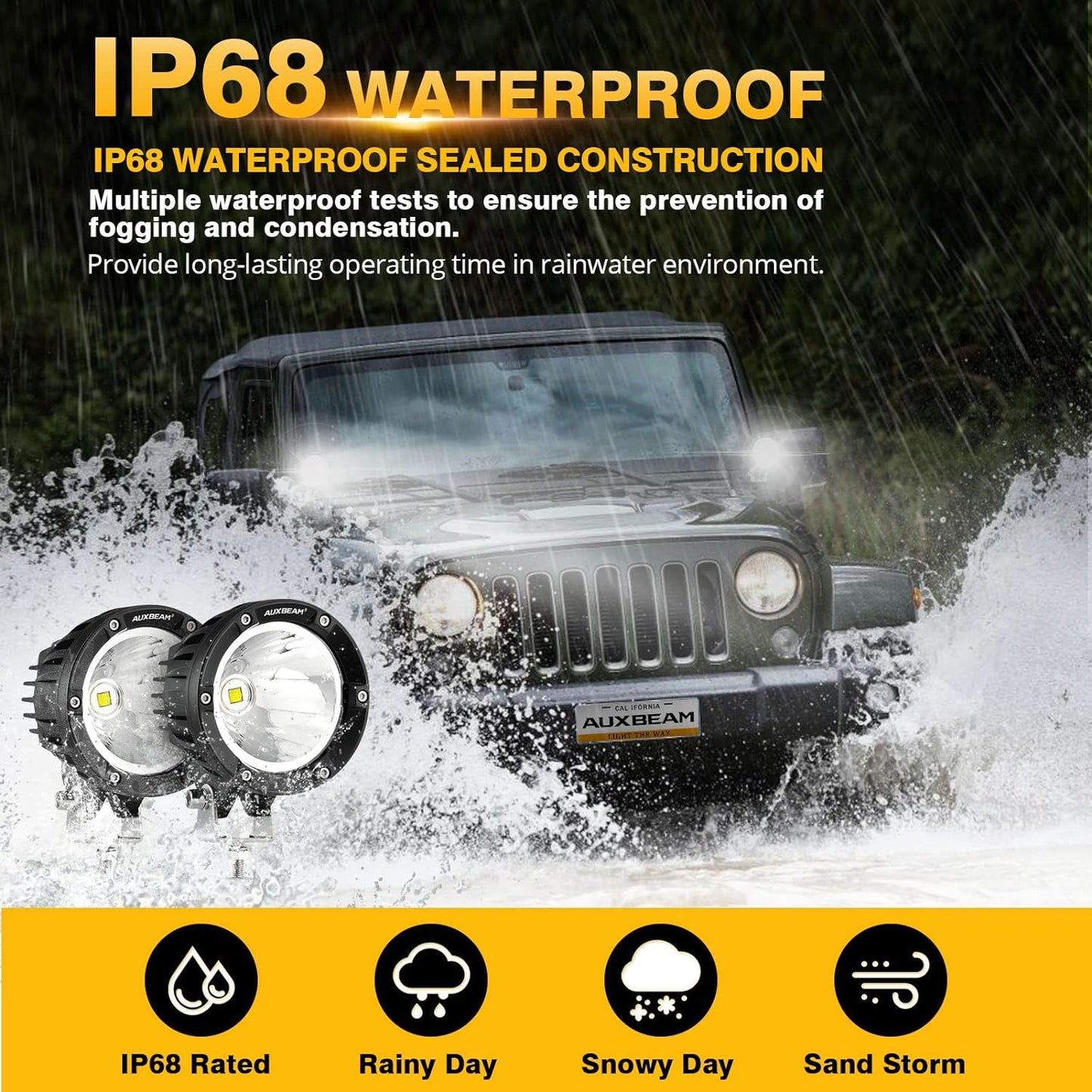 Auxbeam C4 Series Spot Beam LED Pod Lights, 4 Inch 72W Round Off-Road Lighting Automotive Bumper Spotlights, A-Pillar Fog Round Offroad Lights for Truck Jeep ATV Motorcycle, Pair