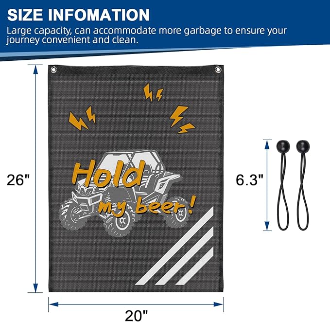 UTV Accessories ATV Trash Bag Hanging Special Design Patterns Off Road SXS, RZR, Compatible With Can-Am, Cfmoto, Teryx, Kawasaki, Golf Cart, Arctic Cat Boat Trash Can, Side By Side Accessories