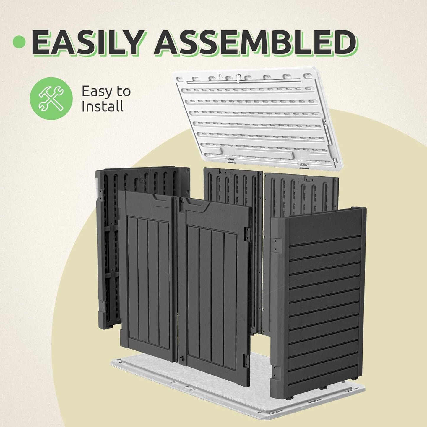 GOOBED Horizontal Shed with Padlock Latch, Outdoor Storage Shed for Backyard and Garden, 35 Cu Ft Small Storage, Waterproof, Easy Assembly, Dark Gray