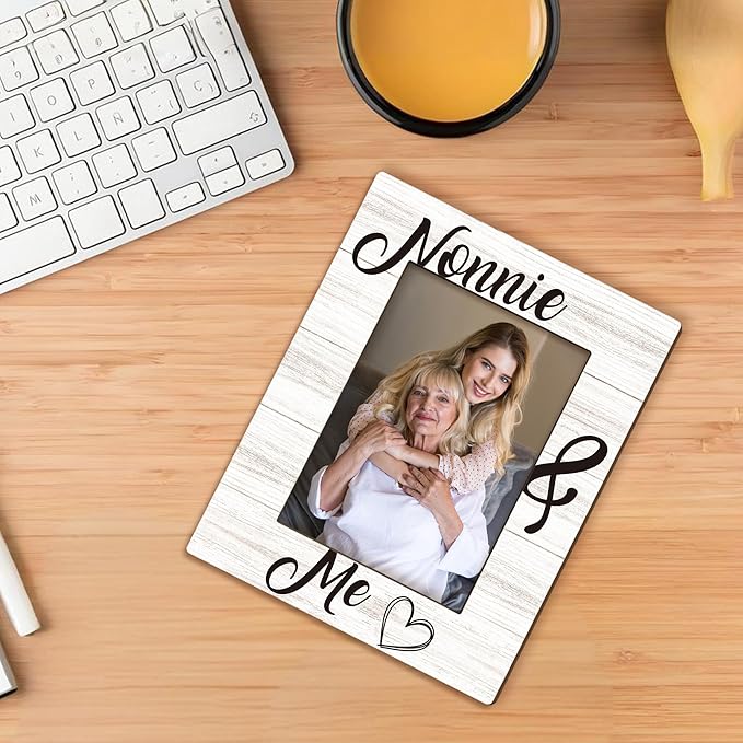 Nonnie Gifts Picture Frame 5x7, Grandma Photo Frame, Christmas Mothers Day Birthday Gifts for Nonnies from Grandkids, Nonnie and Me Wooden Picture Photo Frames for Desk Home Room Decor