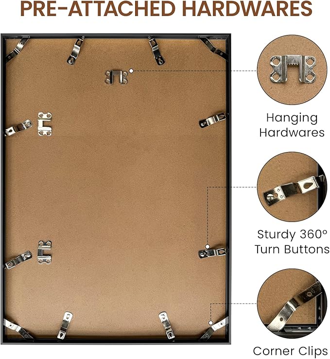 Heimlove 14x19 Metal Picture Frame,Black Aluminum Photo Frames-Real Tempered Glass,Wall Gallery Poster Puzzles Artwork frame Mounting Horizontally or Vertically Decor for Wall-1Pack