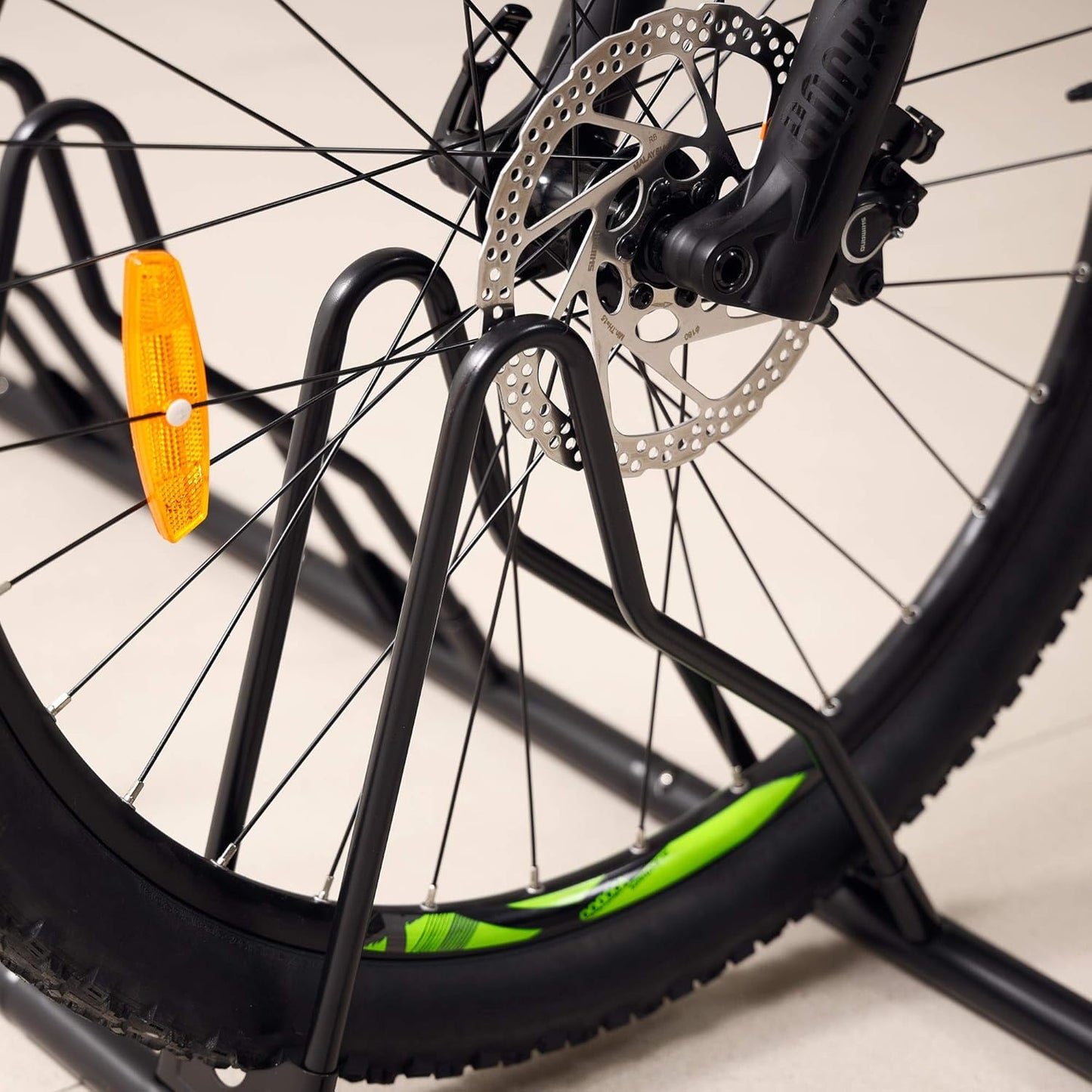 CyclingDeal Bike Rack Floor Parking Bike Stand for up to 6 Bicycles | Indoor, Home & Garage Storage Rack | Stable & Secure Bicycle Stand w/Tire Grooves Up to 29", Holding Plates & Custom Spacing