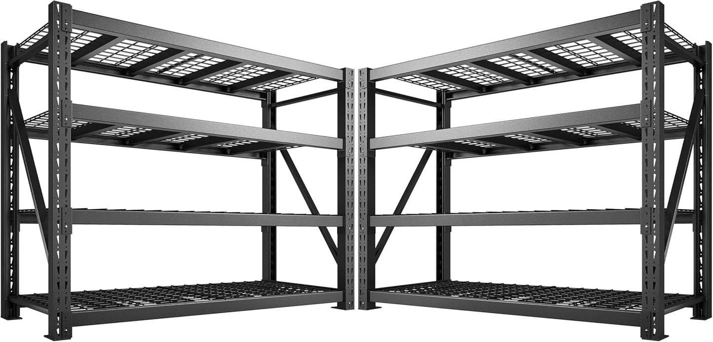 Bepatio 11000LBS Garage Shelving Heavy Duty Storage Shelves Adjustable 4-Tier Metal Shelving Uints Heavy Duty Industrial Shelves for Garage, Warehouse Basement Storage Room 24" D × 60" W × 72" H