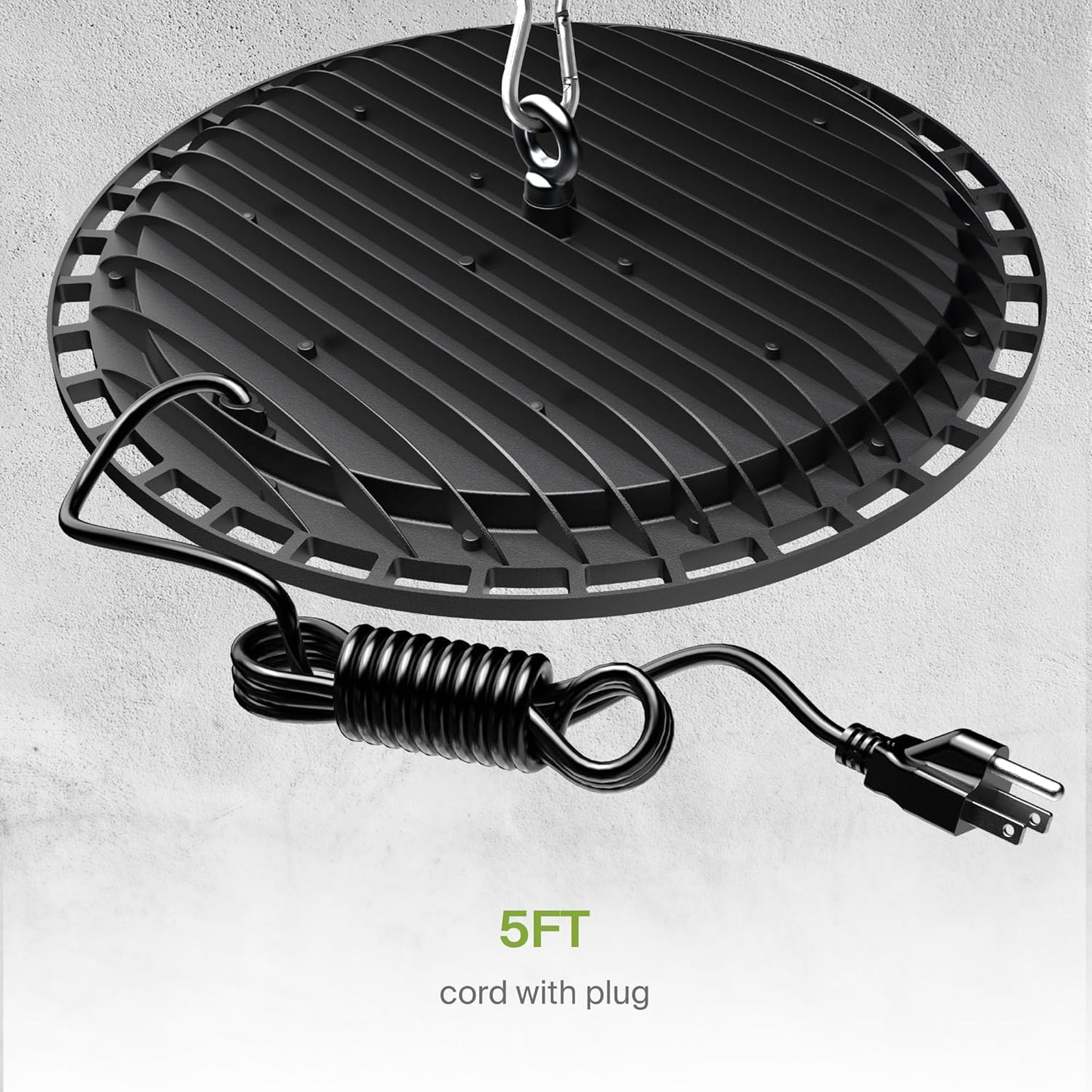 ASD LED High Bay UFO Light Fixture, Commercial Shop Lighting | Plug & Play Cable, IP65 Waterproof, ETL Listed | 150W 18000LM 5000K 100-277V | Warehouse, Garage, Workshop, Barn Lamp | Black, 12 Pack