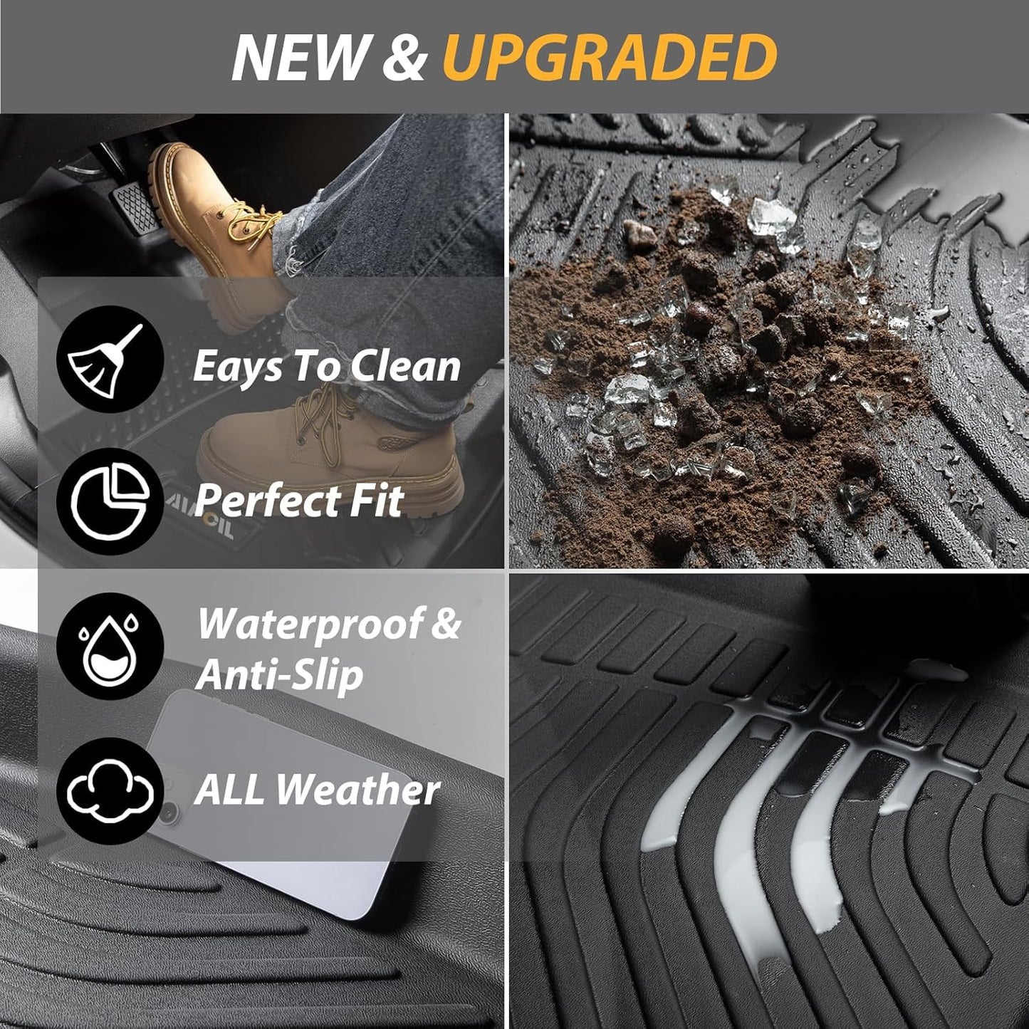 AIPOIL® Floor Mats for 2011-2014 Ford Explorer 7 Seats | All-Weather | Easy to Clean | All-Round Protection丨Full Set Automobile mats Accessories.