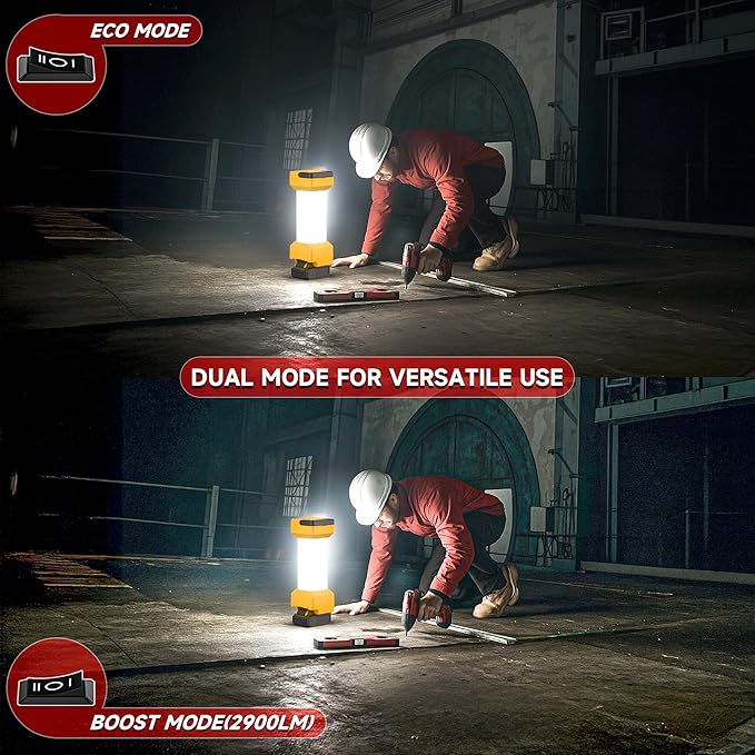 Cordless Led Work Light for Dewalt 20V MAX Battery 2900LM Flashlight Flood Light with Type-C 20w Fast Charging, Emergency Lantern with Low-Voltage Protection (NO Battery)