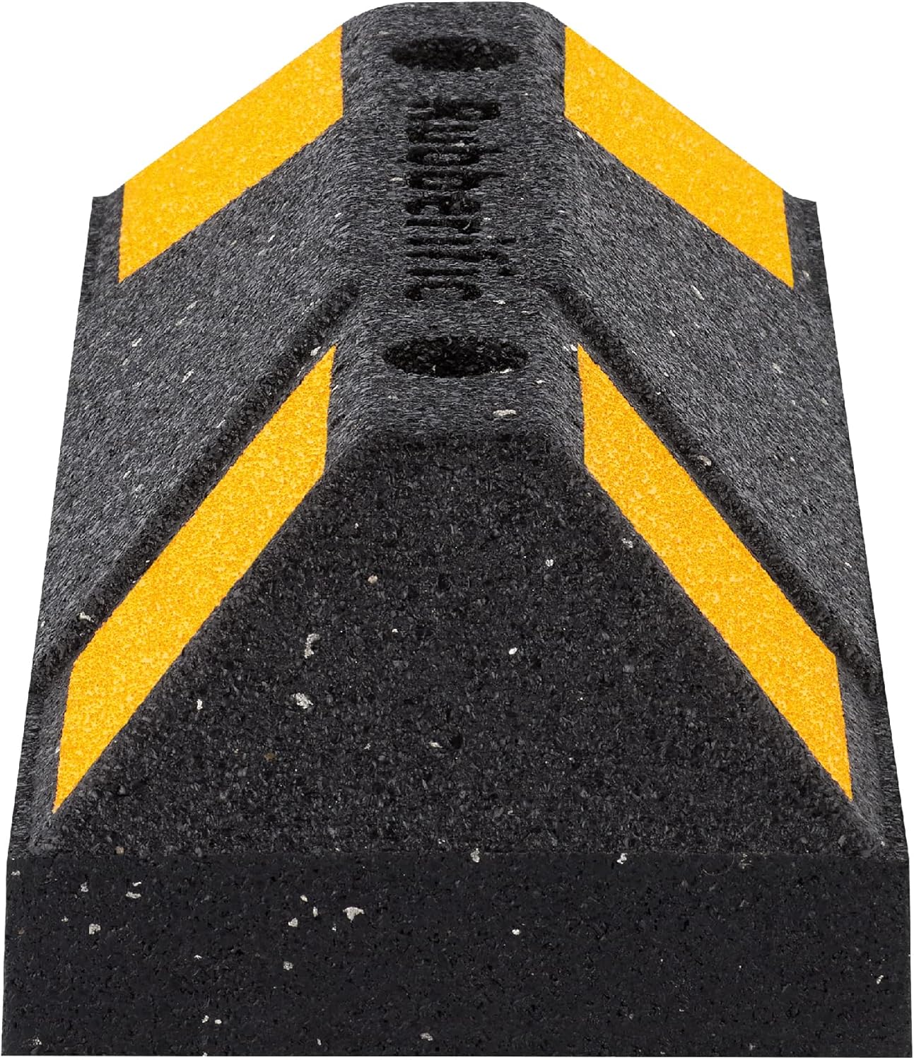 Rubberific Heavy Duty Rubber Parking Stop Durable Easy to Install Reflective Parking Curb Garage Car Stopper for Indoor and Outdoor Use (2 Pack)