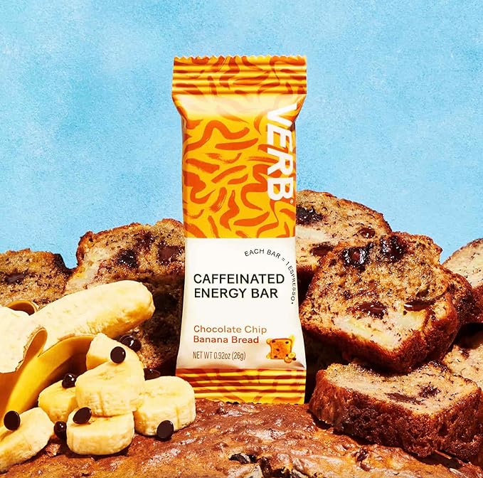 Verb Caffeinated Energy Bars Variety Pack - 2 Delicious Flavors (26g, Pack of 16) 110-Calorie Delicious Low Sugar Energy Bar, Vegan & Gluten Free On-the Go Snack with 80mg Green Tea Caffeine