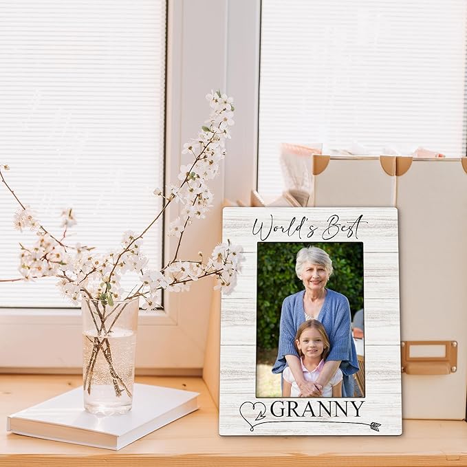 Granny Gifts Picture Frame 5x7, Grandma Photo Frame, Christmas Mothers Day Birthday Gifts for Grannys from Grandkids, World's Best Granny Wooden Picture Photo Frames for Desk Home Room Decor