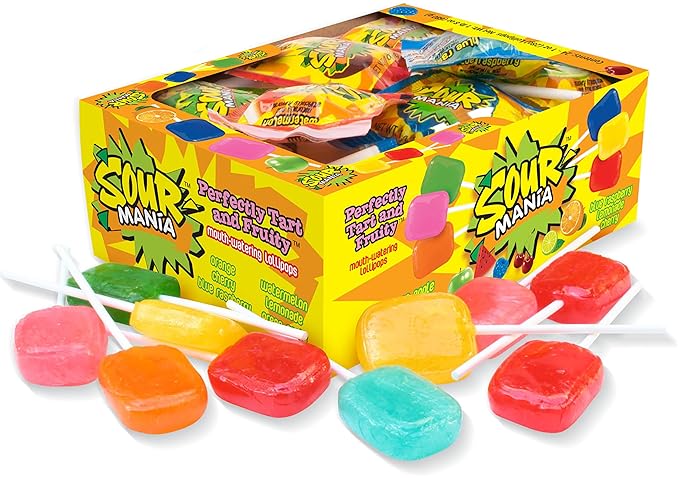 Yummy Lix Sour Mania Gourmet Lollipops, (Pack of 24)