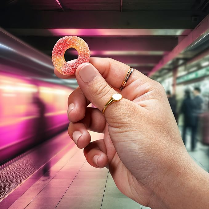 Trolli Peachie O's Rings, Sour Gummy Candy, 6.3 Ounce Bags (Pack of 8)