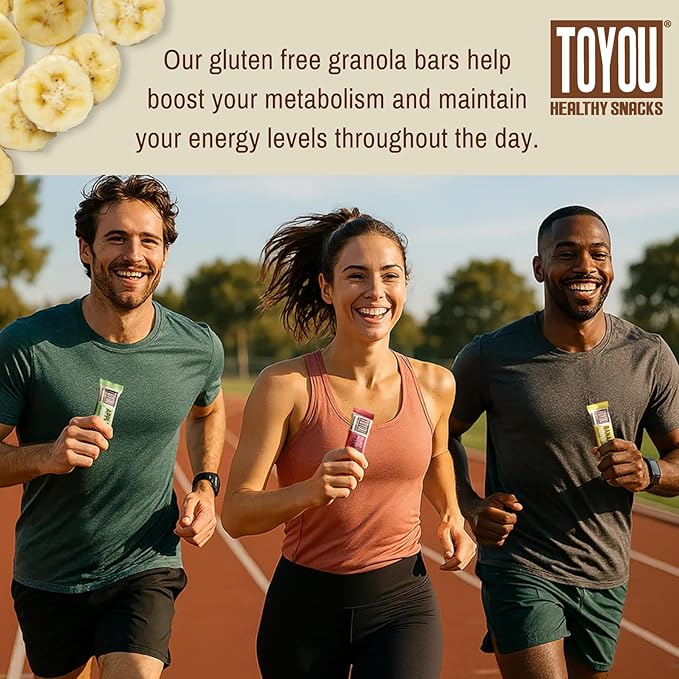 ToYou Chewy Fruit and Nut Bars - Healthy Protein Snacks | Banana Foster - 1.41 Ounce (Pack of 12) | Soft Chewy, Fiber-packed Granola Bars for Adults and Kids, Made with Natural Ingredients