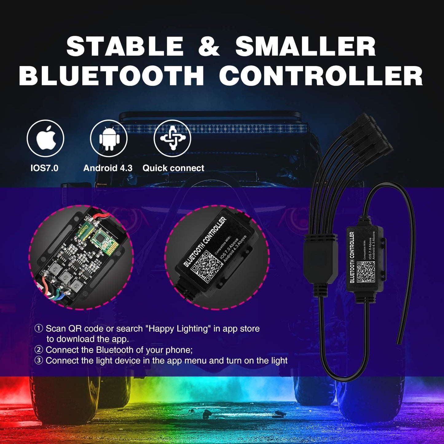 Nilight RGB LED Rock Lights Kit 8 pods Underglow Neon Multicolor with Bluetooth App Control Music Mode IP68 Exterior Wheel Well Party Lamp for ATV UTV Golf Cart Truck Boat RV
