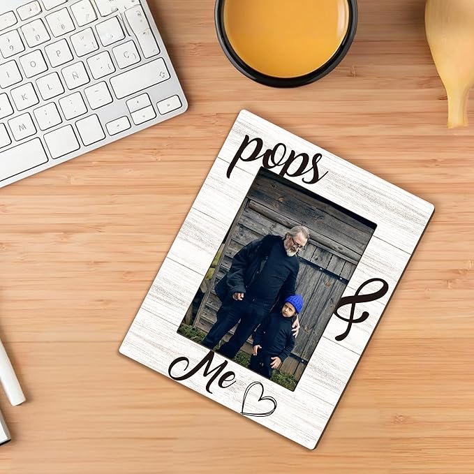 Fathers Day Pops Picture Frames - Grandpa Photo Frame, PopsGrandpa Gifts for Father's Day Birthday from Grandkids Grandchildren, Pops and Me Picture Grandpa Photo Frames for Home Bedroom Decor, 5x7