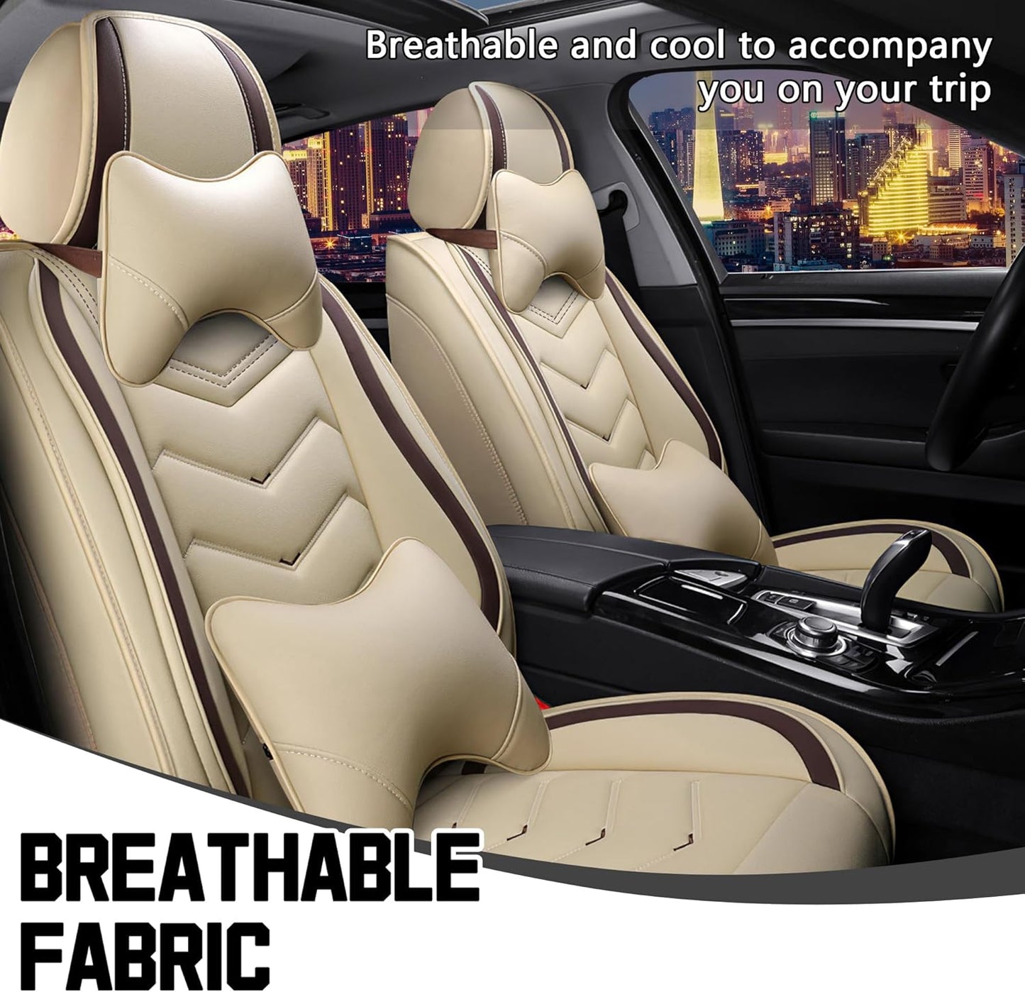 Car Seat Covers for Chrysler Pacifica 2004-2025, Stylish Sport Seat Cover, Premium Nappa Leather Car Seat Cover. Automobile Seat Covers Sets.(Luxury 2 Seats/Beige)