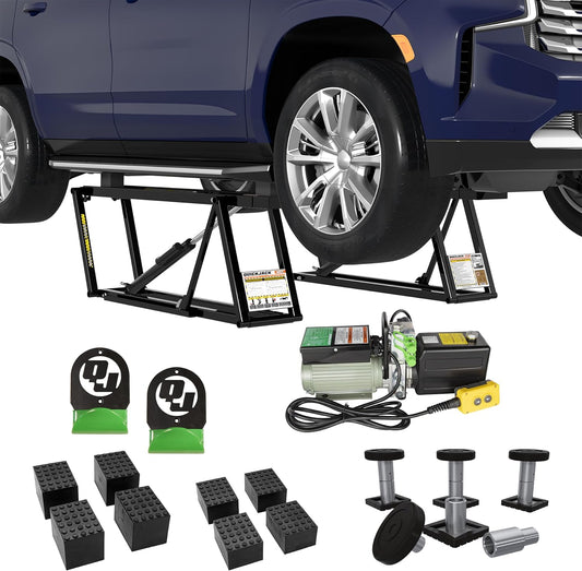 QuickJack Bundle - 8000TL Portable Car Lift, Wall Hangers & SUV Adapters, ALI Certified, 8,000-lbs. Capacity, 110V Power Unit, Car Lift for Garage, Shop, & Mechanic