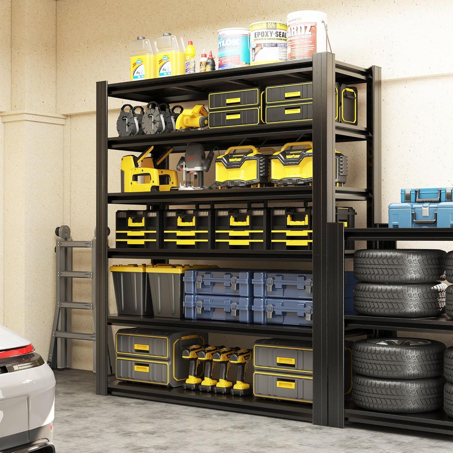 82" H Heavy Duty Garage Shelving 3000LBS Storage Shelves Adjustable 6 Tier Metal Shelving Unit, Industrial Utility Rack for Garage, Workshop, Basement, Home Office 82" H*48W*18D