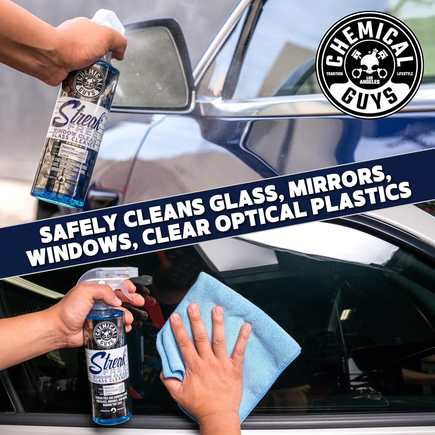 Chemical Guys CLD300 Streak Free Glass & Window Cleaner (Works on Glass, Windows, Mirrors, Navigation Screens & More; Car, Truck, SUV and Home Use), Ammonia Free & Safe on Tinted Windows, 128 fl oz