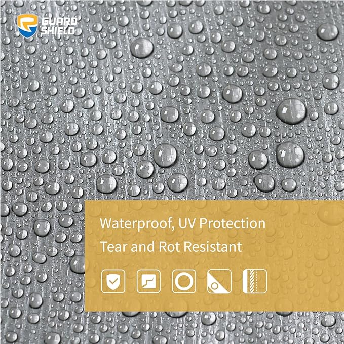 GUARD SHIELD Heavy Duty Tarp 16x16 Feet Silver/Black Multi Purpose Thick Waterproof Poly Tarp Cover 10mil