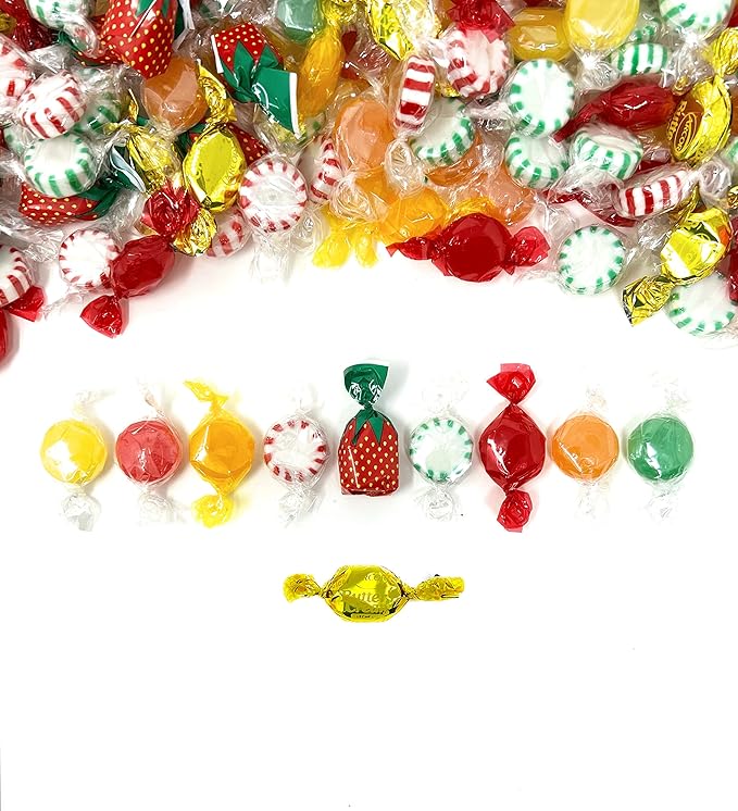 American Old Fashioned Hard Candy - 6 lbs - Peppermint and Spearmint Starlights, Cinnamon Disks, Butterscotch, Strawberry Jelly Filled Candy and Fruity Hard Candy - Bulk Holiday Classics Assortment- Individually Wrapped, 96 oz.